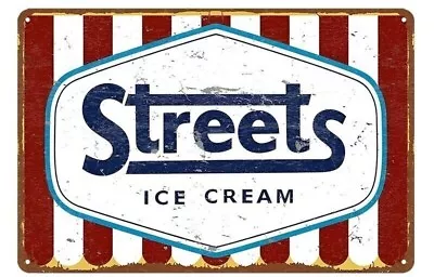 Tin Sign Streets Ice Cream Bar Man Cave Shed Metal Garage Rustic Vintage Look • $13.45