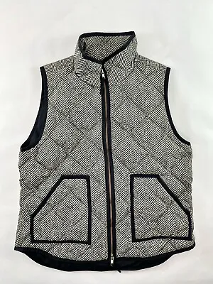 J. Crew Excursion Herringbone Black/White Down Zip Up Puffer Vest Size L • $24.64