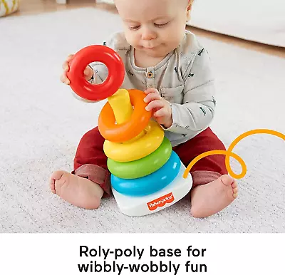 Fisher Price Rock-a-Stack-Baby Toy Classic Roly-Poly Ring Stacking Toy • $14.61