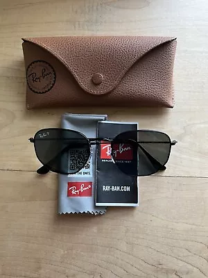 Ray-Ban Hexagonal Flat Lenses Polarized Sunglasses - Large Black/Green Classic • $31