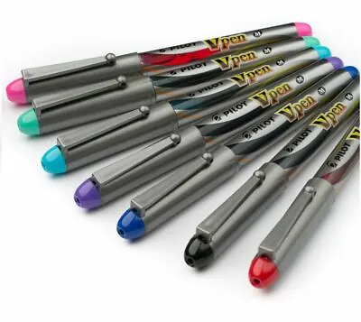 £3.99 • Buy Pilot V Pen Disposable Fountain Pen - Silver Barrel - Permanent Ink In 7 Colours