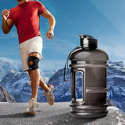 2.2L Gym Water Bottle BPA Free Large Sport Training Camping Drink Kettle Black • £7.99