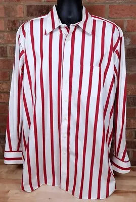 Maus & Hoffman Button Down Red Stripe Egyptian Cotton 2 Ply 100s Shirt USA Sz XL • $28.49