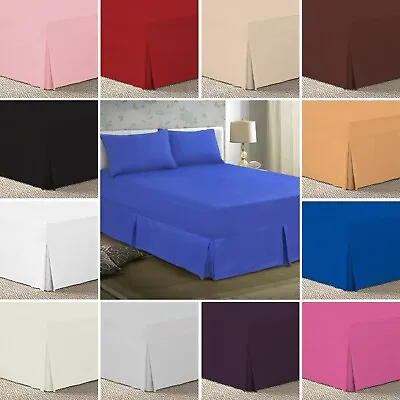 T180 Box Pleated Fitted Valance Bed Sheet Percale Fabric 10  Box Drop Pleat 16  • £8.99