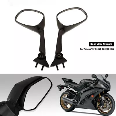 Black Left+Right Side Rear View Mirrors For Yamaha YZF-R6 YZF R6 2008-2016 • $44.99