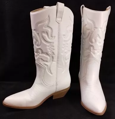 Soda Reno Women Western Cowboy Pointed Toe Knee High Pull On Tabs Boots Size 8 • $39.99