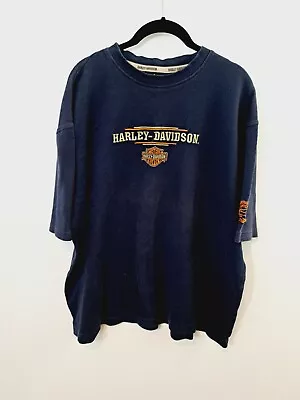 Harley Davidson Men's Blue Embroidered Power Train Operations Wisconsin Tee XL • $13.53