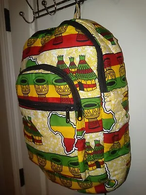 Linike Multi Color Hand Made African Print Made In Ghana Large Backpack • $40.75