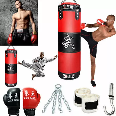 Heavy Boxing Punching Bag Training Gloves Speed Set Kicking MMA Workout GYM  • $20.22