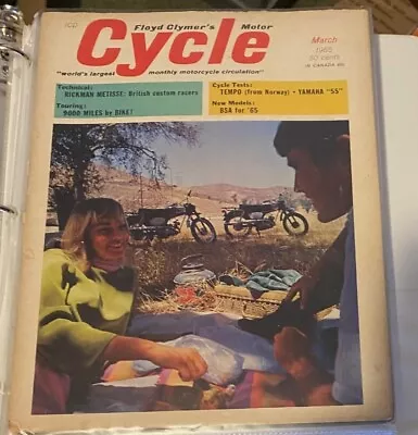 1965 March Cycle Motorcycle Magazine Rickman Metisse Yamaha 55 BSA  Free Ship • $20