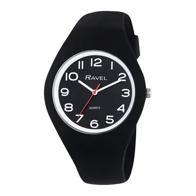 Men's Ladies Unisex Comfort Fit Silicone Watch - Black Strap Black Face .33 New • £9.95