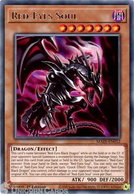 MAZE-EN012 Red-Eyes Soul :: Rare 1st Edition Mint YuGiOh Card • £0.99