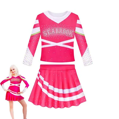 Girl Cheerleader Costume Zombies 3 Tops Pleated Skirt Pompoms Uniform Cosplay UK • £20.49