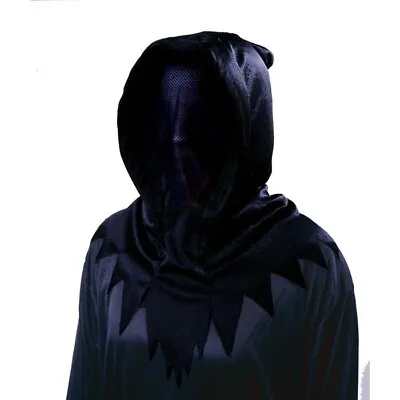 Adult Black Hidden Face Mask Hood ~ HALLOWEEN SCARY COSTUME INVISIBLE MESH MASK • $9.77