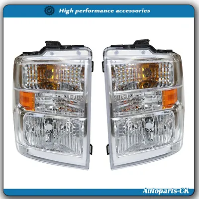 LH+RH Headlights Headlamps For 2008-2014 Ford E150 E250 E350 E450 Econoline Van • $159.60