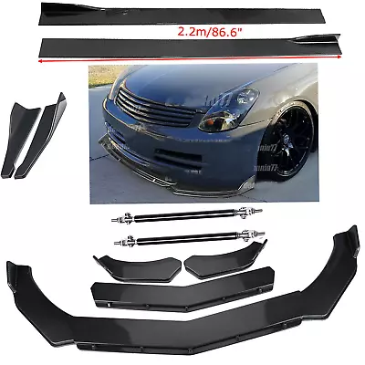 Carbon Fiber Front Bumper Lip Side Skirt/ Strut Rods For Infiniti G35 G37 Y • $149.99