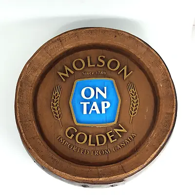 Molson Golden Ale Vintage On Tap Barrel Head Beer Sign Hard Foam Man Cave Bar • $20.77