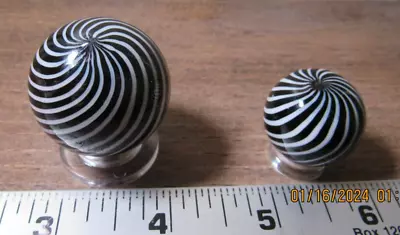 2 Black And White Clambroth Style Toy Marbles • $60