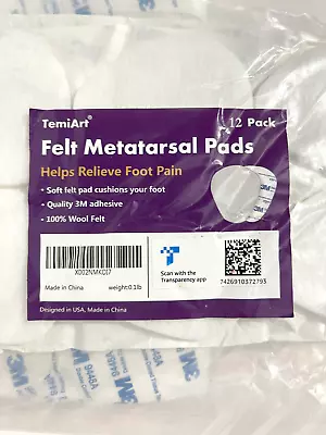 (2) 12 Pack Felt Metatarsal Pads 1/4  Foot Pads 3M Adhesive Foot Pads Temiart • $19.99