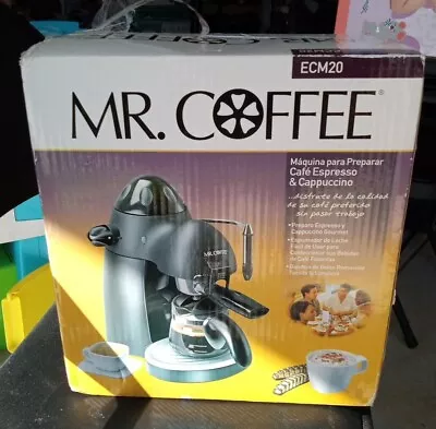 MR. COFFEE Steam Espresso Cappuccino Maker Milk Frother Black 4 Cup New Sealed  • $42