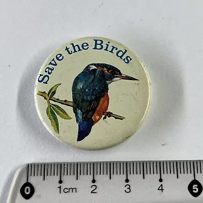 Vintage RSPB YOC Save The Birds Pin Tin Badge Kingfisher • £3.99