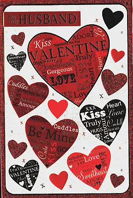 HUSBAND VALENTINES CARD  LOVELY WORDS VALANTINES HEART VALENTINE QUALITY 9 X6  • £2.99
