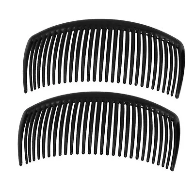  2 Pcs Long Large BLACK Plastic Side Hair Combs Slides Grips-UK Seller-FREE P&P • £3.25