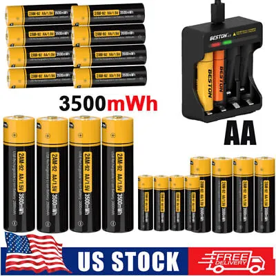 1.5V USB Rechargeable AA Lithium Battery 3500mwh Li-ion Batteries Charger Lot • $12.79
