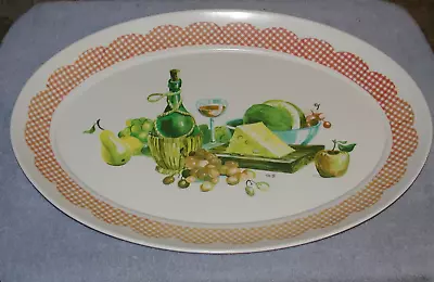 Vintage Brookpark Food Pattern Large Melamine Oval Serving Tray / Platter 21x15  • $14.90