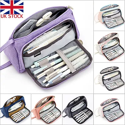 £8.95 • Buy Large Capacity Pencil Case Double Open Pen Pouches Makeup Bag Storage Stationery
