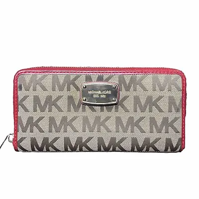 Michael Kors Classic Wallet Canvas Logo Zip-Around Continental • $25.50