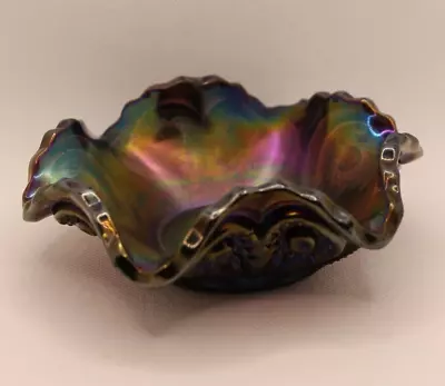 $45 • Buy Imperial Zippered Heart Purple Carnival Glass Small 5  Berry Bowl Star Design