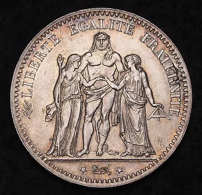1876-A France (3rd Republic). Beautiful Large Silver 5 Francs Coins. AU+ • $23.50