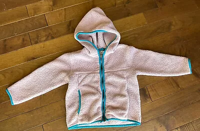 Hanna Andersson Girls Marshmallow Fleece Hoodie Zipper Jacket Pockets 100 4 Pink • $12.99