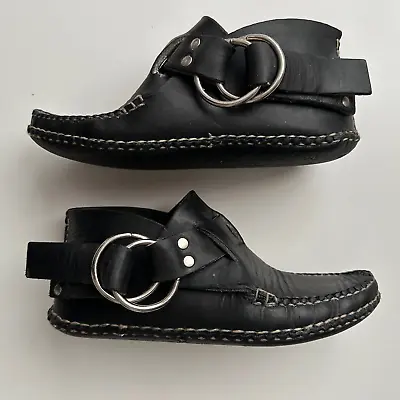 Quoddy Hand Sewn Maine Made Ring Moccasin Boots Black Slow Fashion Women 7 • £134.99