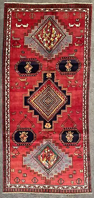 Vintage Kazak Rug Hand Made Wool Geometric Caucasian Red Carpet (9ft X 4ft) • £535