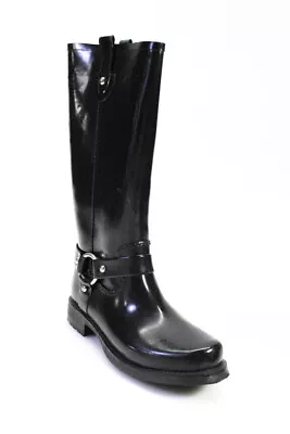 KORS Michael Kors Womens Black Stormy Rubber Motorcycle Rain Boots Size 10 • $42.69