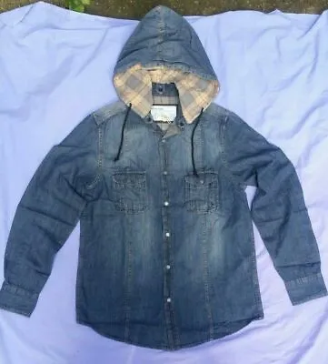 Mens Denim Jacket By Brave Soul With Detachable Hood (Large) Brand New With Tags • £12