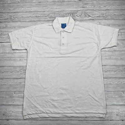 Uneek Mens Polo Shirt Medium White Cotton Plain Basic Cotton Heavyweight Casual • $9.88