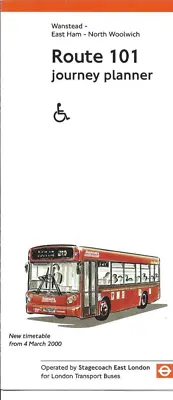 London Transport Buses  - Route 101 Journey Planner - March 2000 • £0.70