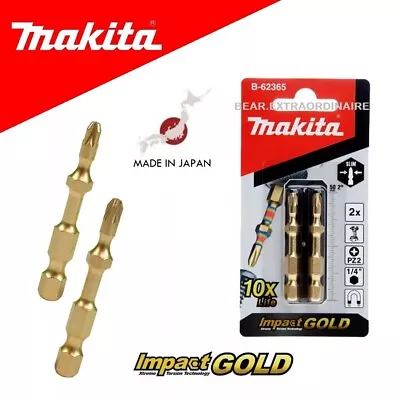 Makita PZ2 Screwdriver Bits X2 Impact Gold Extreme Torsion 50mm Pozi Driver 2  • £6.75