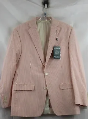 Ralph Lauren Men’s Orange & White Seersucker 2 Button Blazer Jacket 41 Reg NWT • $45.95