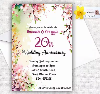 Personalised Wedding Anniversary Invitations 30th 20th 1st 50th 40th 10th • £13.20