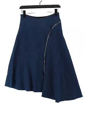 Whistles Women's Midi Skirt UK 10 Blue Cotton With Elastane Polyamide A-Line • £12.90