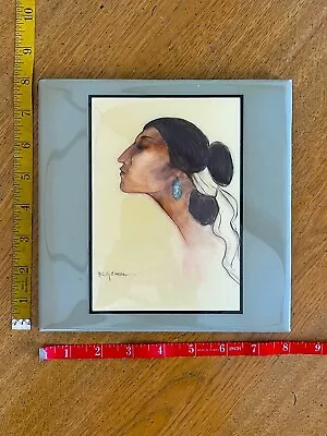 R.C. Gorman Navajo Woman Profile Portrait 8x8  Ceramic Art Tile Glossy USA • $19.85