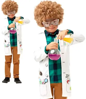 Kids Mad Scientist Boys Fancy Dress Lab Doctor Uniform Childs Costume • $34.64