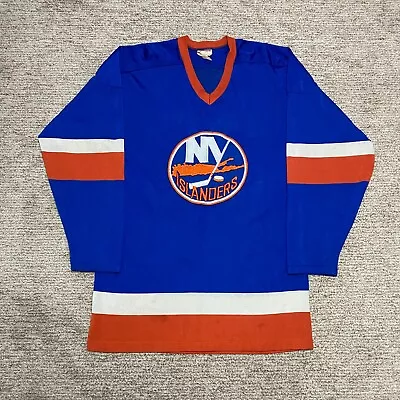 Vintage 70's Mike Bossy New York Islanders Hockey Jersey AK Blue Orange NHL Med • $94.15