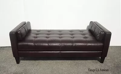 Chateau De Aux Brown Tufted Leather Chaise Lounge Settee Made In Italy • $660