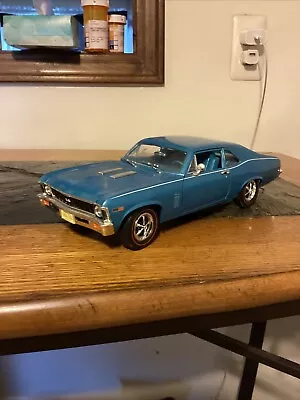 Ertl 1:18 American Muscle 1970 Chevy Nova SS 396 Blue Red Line Tires Nice • $59