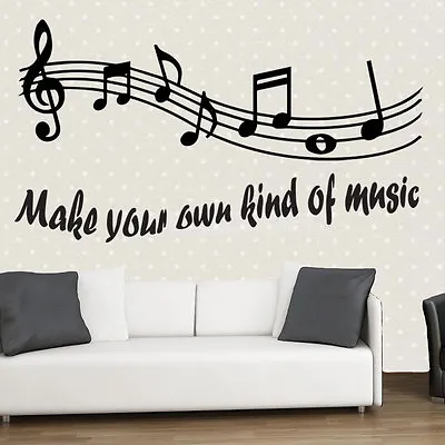 Musical Notes Wall Art Quote Make You Own Kind Of Music Vinyl Sticker Band • £4.99